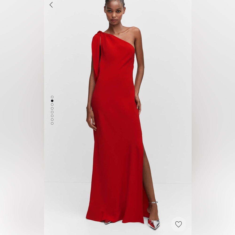 Mango “Asymmetrical Red Dress”.